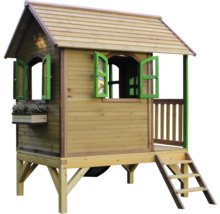 Holzspielhaus mit Leiter und Fensterläden