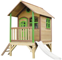 Spielhaus aus Holz mit Rutsche und Leiter