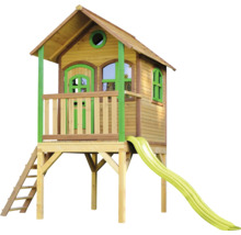 Spielhaus aus Holz mit Rutsche und Leiter