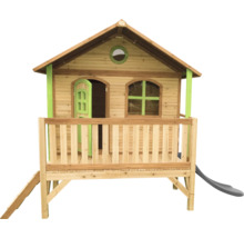 Cabane de jeu en bois avec toboggan et échelle