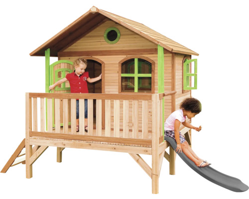 Maisonnette en bois pour enfants avec toboggan et échelle