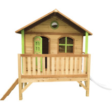 Spielhaus aus Holz mit Rutsche, Leiter, Fenster und Tür