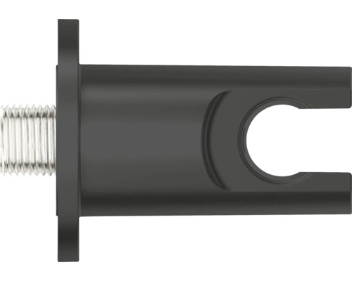 Schwarzes Befestigungselement mit Gewinde und Aussparung