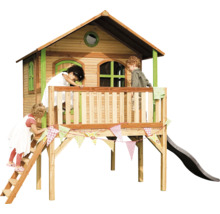 Maison de jeu en bois avec échelle et toboggan pour enfants