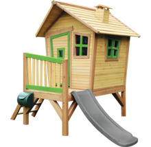 Spielhaus aus Holz mit Rutsche und Briefkasten