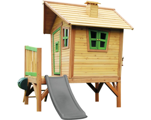 Maison de jeux en bois avec toboggan pour enfants
