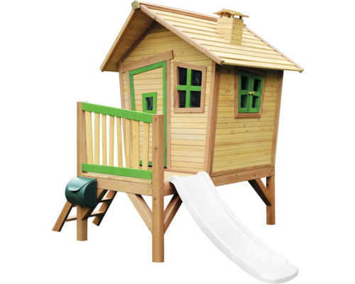 Spielhaus aus Holz mit Rutsche und Briefkasten für Kinder
