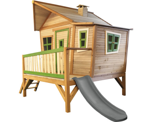 Spielhaus aus Holz mit Rutsche für Kinder