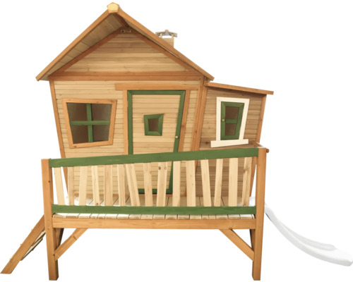 Holzspielhaus mit Rutsche und Leiter für den Garten