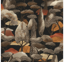 Papier peint avec motif d''arbres sur fond sombre