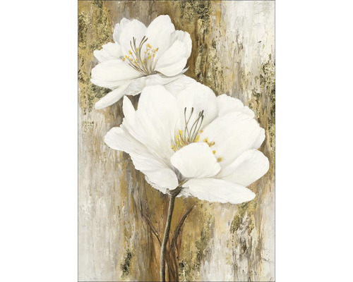 Leinwandbild Original Gold-White Colored Flowers II 70x100 cm