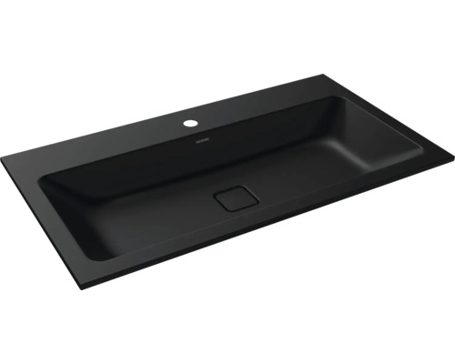 Lavabo encastré KALDEWEI CONO 90 x 50 cm noir mat émaillé effet nacré sans trou de robinetterie 901706013676