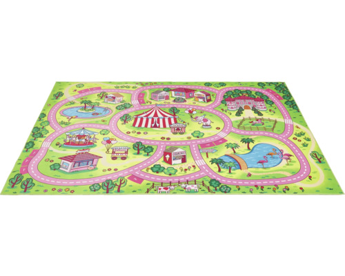 Spielteppich mit Straßen, Zirkus, See und weiteren Motiven