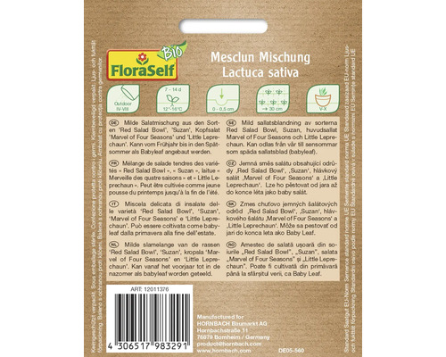 Sachet de graines FloraSelf Mesclun Mélange Laitue Lactuca sativa