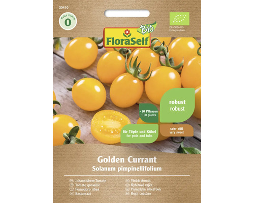 Bio Johannisbeer-Tomate Golden Curran FloraSelf Bio Samenfestes Saatgut Gemüsesamen FloraSelf Golden Currant Tomatensamenpackung