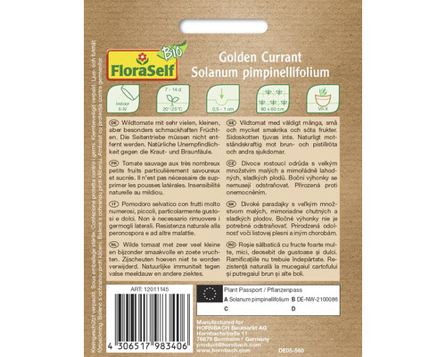 FloraSelf Golden Currant Solanum pimpinellifolium Samenpackung