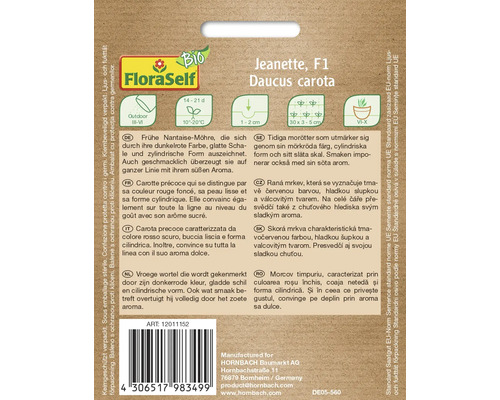 Paquet de graines de carotte Jeanette F1