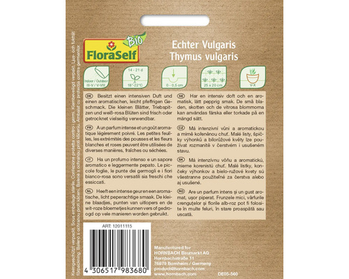 Sachet de graines de Thym commun Vulgaris