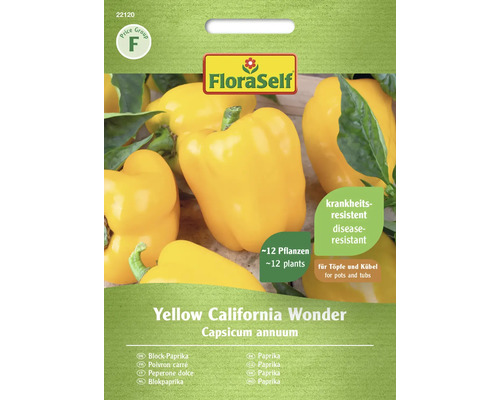 Block-Paprika Yellow California Wonde FloraSelf Samenfestes Saatgut Gemüsesamen Samenpackung gelbe Blockpaprika California Wonder von FloraSelf