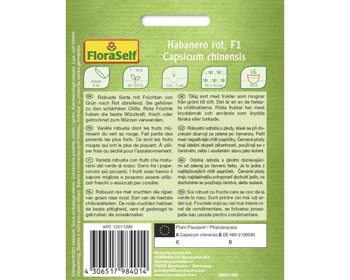 Habanero rot F1 Capsicum chinensis Samenpackung
