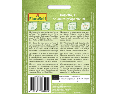Sachet de graines Dolcetto F1 Solanum lycopersicum