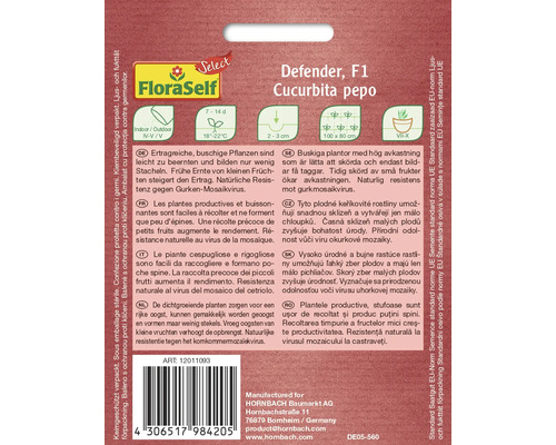 Sachet de graines de concombre FloraSelf Select Defender F1