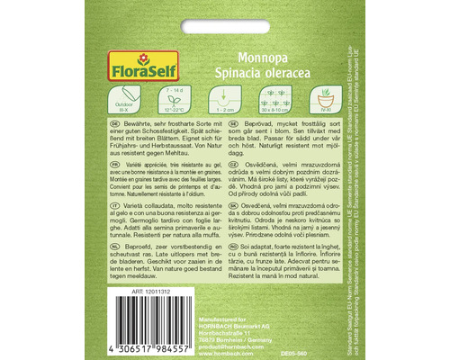 Sachet de graines Monnopa Spinacia oleracea de FloraSelf