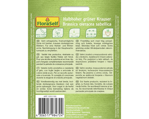 Sachet de graines de chou-rave vert frisé de FloraSelf