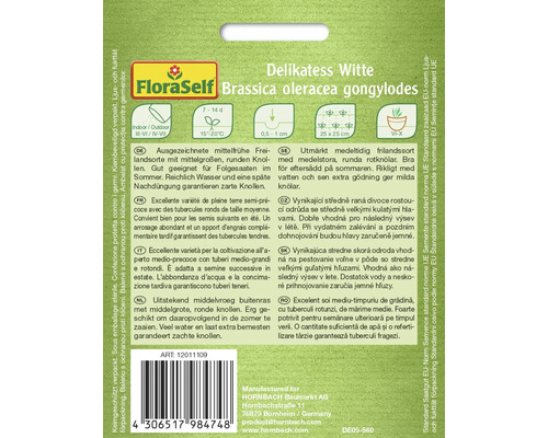 Samentüte Delikatess Witte Brassica oleracea gongylodes von FloraSelf