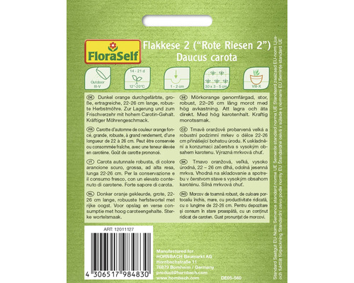Paquet de graines Flakkese 2 Rote Riesen 2 Daucus carota