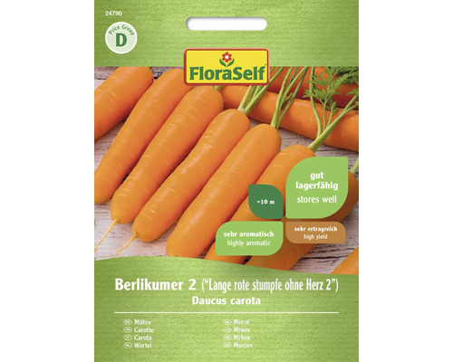 Carottes Berlikumer 2 (anciennement Lange rote stumpfe ohne Herz 2) FloraSelf graines fixées graines de légumes