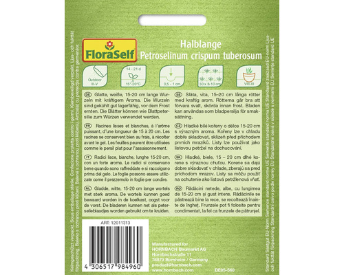 FloraSelf Halblange Persil Petroselinum crispum tuberosum Sachet de graines