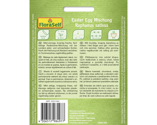 Verpackung von FloraSelf Osterei Mischung Raphanus sativus