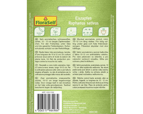 Eiszapfen Radieschen Samenpackung der Sorte Raphanus sativus