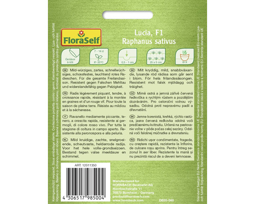 Sachet de graines de radis de la variété Lucia F1