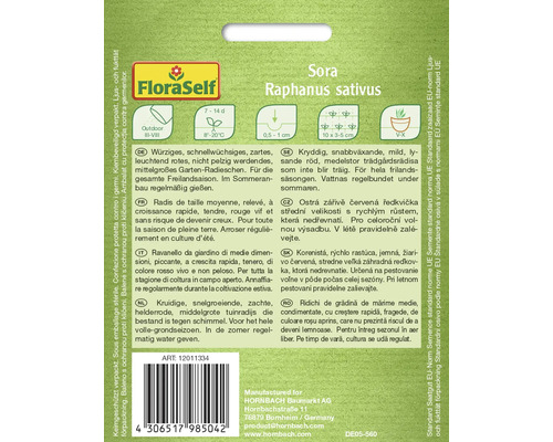 Sachet de graines de radis de jardin Sora de FloraSelf