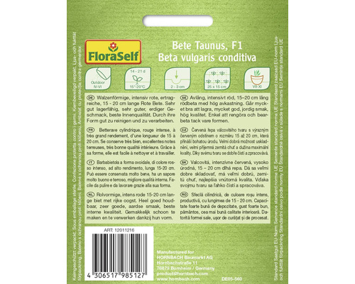 Sachet de graines de betterave rouge Taunus F1