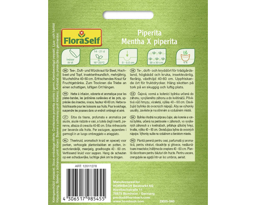 FloraSelf Menthe poivrée Mentha X piperita sachet de graines