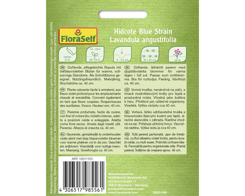 Sachet de graines FloraSelf Hidcote Blue Strain Lavandula angustifolia