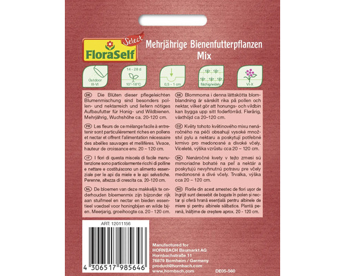 FloraSelf Mélange de plantes vivaces pour abeilles, sachet de graines