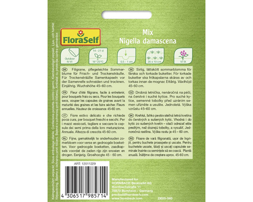 FloraSelf Mix Nigelle de Damas Sachet de graines