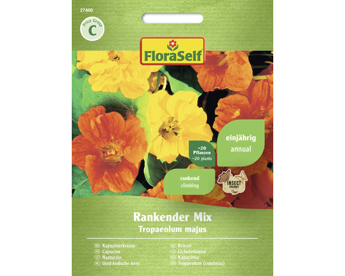 Capucine Tropaeolum FloraSelf graines fixées graines de fleurs mélange rampant Paquet de graines Mélange grimpant, contient environ 20 plantes, annuel, respectueux des insectes
