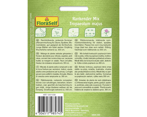 Sachet de graines FloraSelf Mélange Grimpant Tropaeolum majus