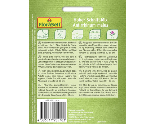 Emballage Antirrhinum majus Hoher Schnitt-Mix avec des informations sur le semis et l''entretien