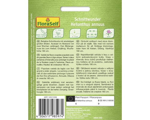 FloraSelf Schnittwunder Helianthus annuus, sachet de graines