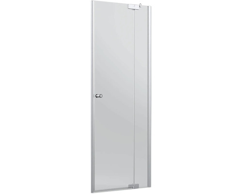 Porte de douche dans une niche Jungborn SETTE porte pivotante avec partie fixe à droite 100 cm couleur de profilé argent verre transparent avec revêtement résistant à la saleté et poignée tampon