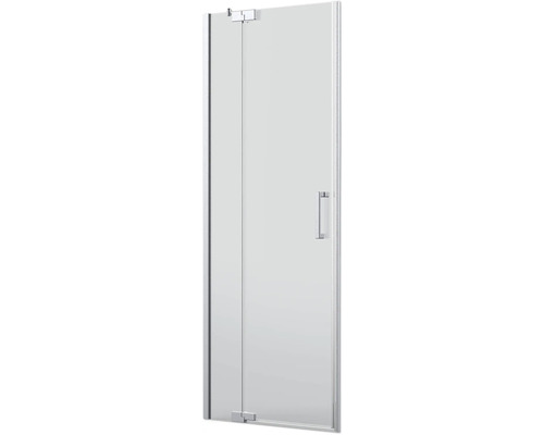 Porte de douche dans une niche Jungborn SETTE porte pivotante avec partie fixe à gauche 80 cm couleur de profilé argent verre transparent avec revêtement résistant à la saleté et poignée barre