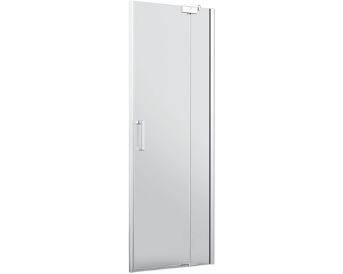 Porte de douche dans une niche Jungborn SETTE porte pivotante avec partie fixe à droite 90 cm couleur de profilé argent verre transparent avec revêtement résistant à la saleté et poignée barre