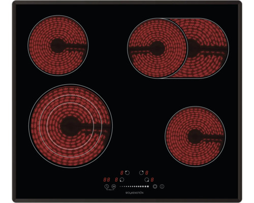 Plaque de cuisson vitrocéramique avec cadre Wolkenstein 59,2 x 52,2 cm 4 foyers WEB-C4-3KBG
