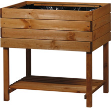 Jardinière sur pieds en bois avec étagère